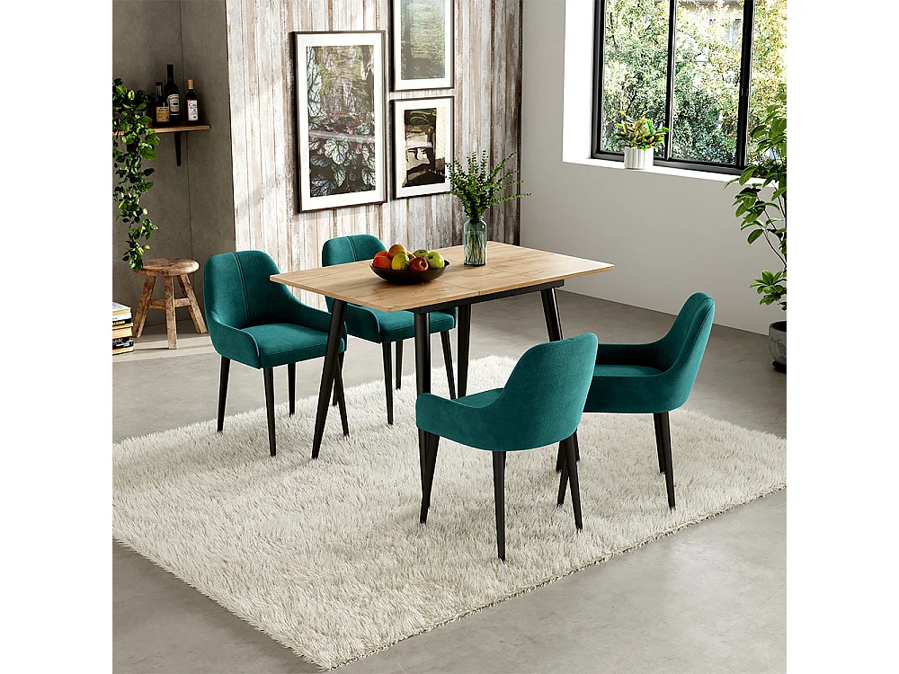 Table de salle à manger chêne noir/force de lor 80x70x75 beaver