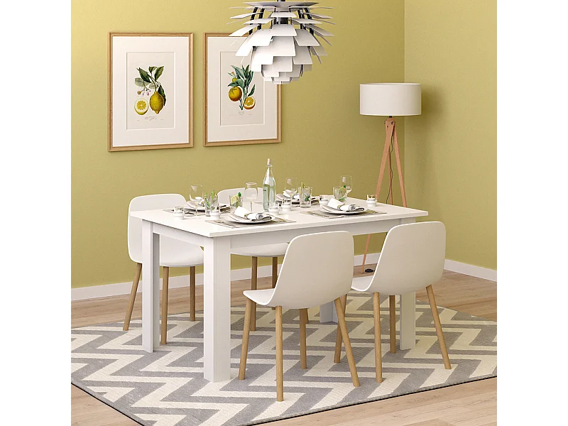 Table de salle à manger blanc 140x90x76 karlos