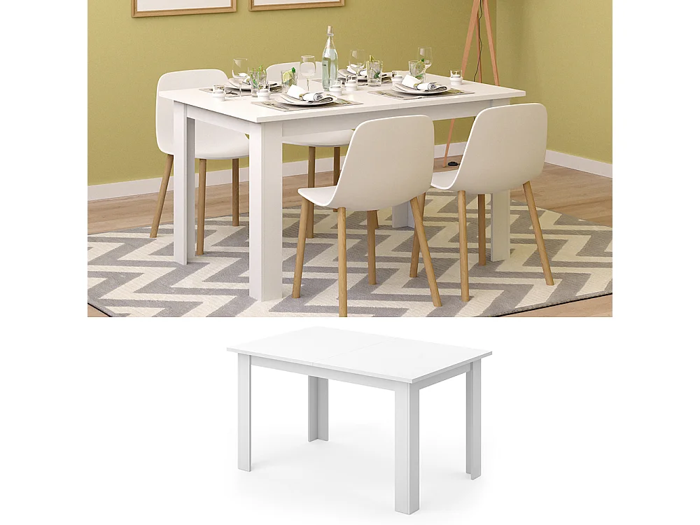 Table de salle à manger blanc 140x90x76 karlos