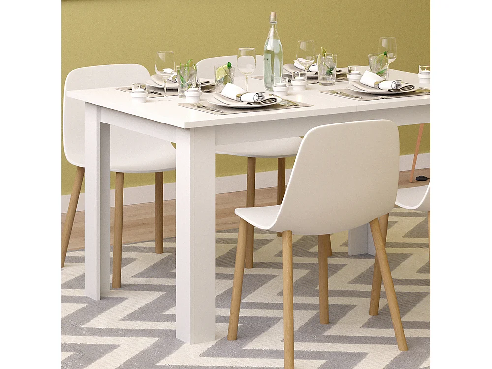 Table de salle à manger blanc 140x90x76 karlos