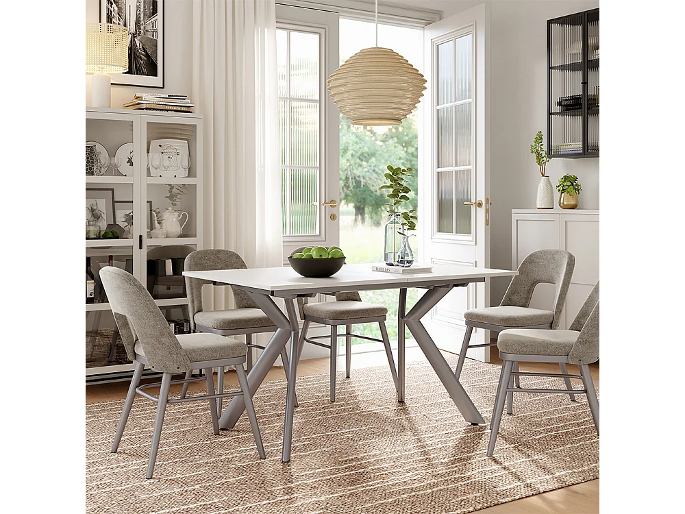 Table de salle à manger blanc/gris 140x90x76 trill