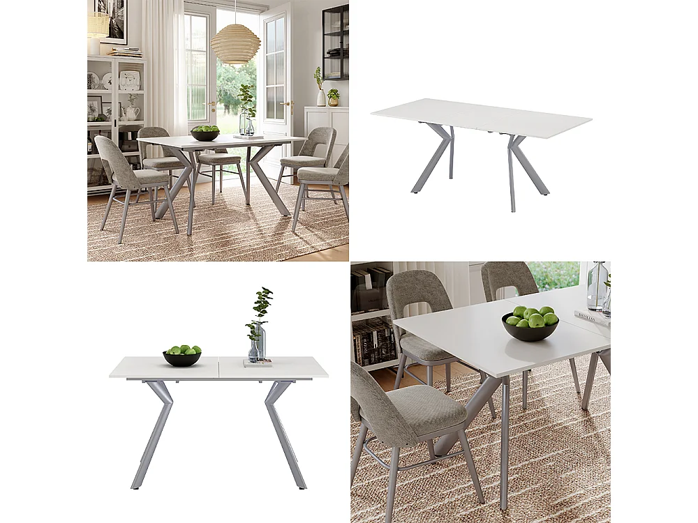 Table de salle à manger blanc/gris 140x90x76 trill