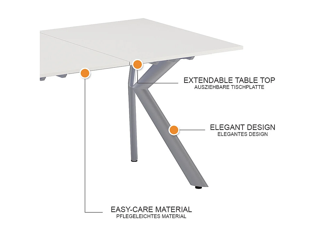 Table de salle à manger blanc/gris 140x90x76 trill