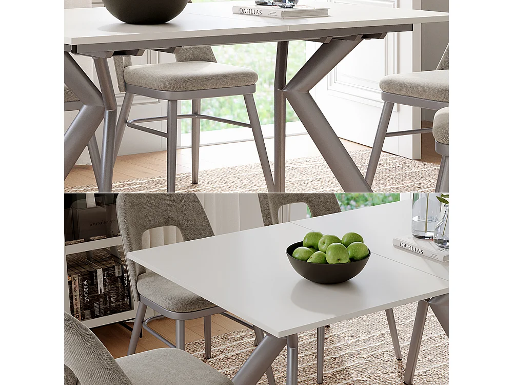 Table de salle à manger blanc/gris 140x90x76 trill