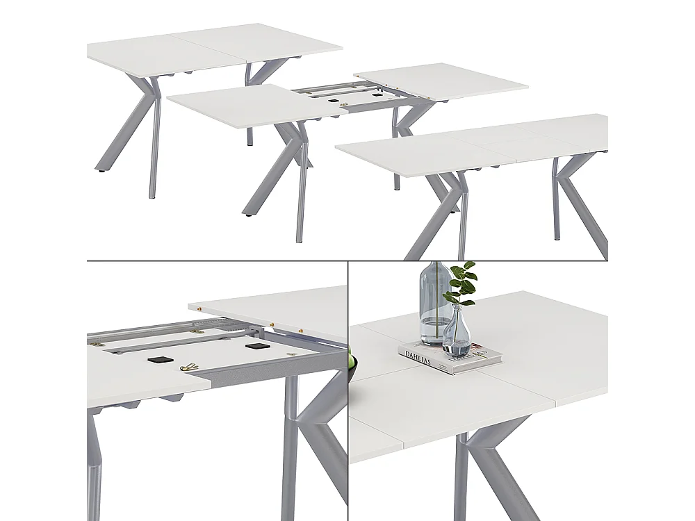 Table de salle à manger blanc/gris 140x90x76 trill