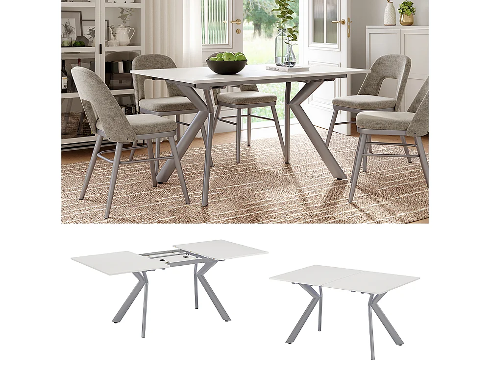 Table de salle à manger blanc/gris 140x90x76 trill
