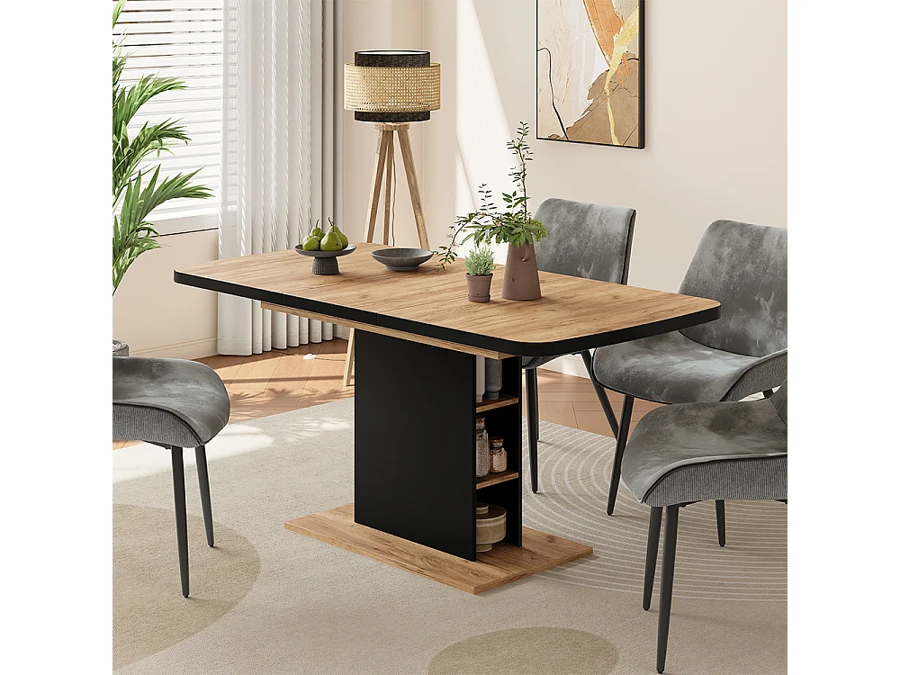 Table de salle à manger noir/chêne 120x80x77.3 fenaro