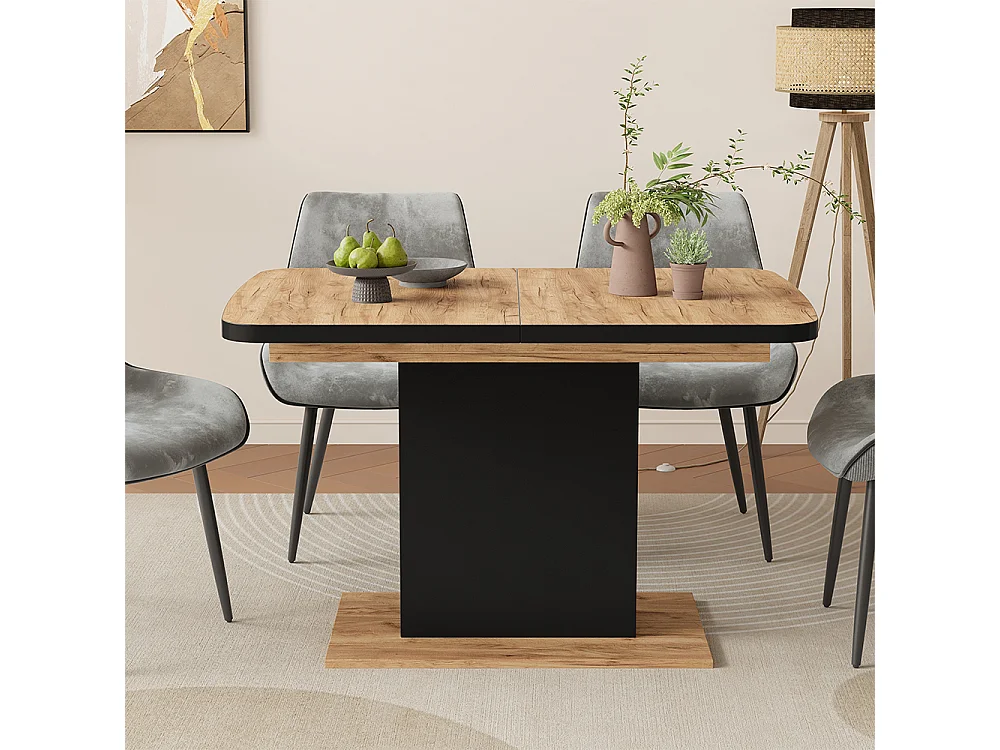 Table de salle à manger noir/chêne 120x80x77.3 fenaro