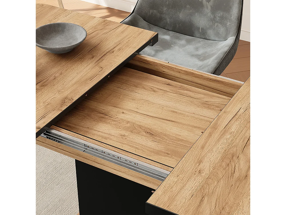 Table de salle à manger noir/chêne 120x80x77.3 fenaro