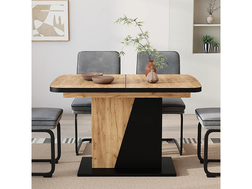 Table de salle à manger noir/chêne 120x80x77.3 fenaro