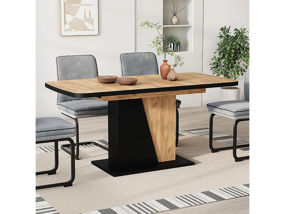 Esstisch schwarz/eiche 120x80x77.3 fenaro