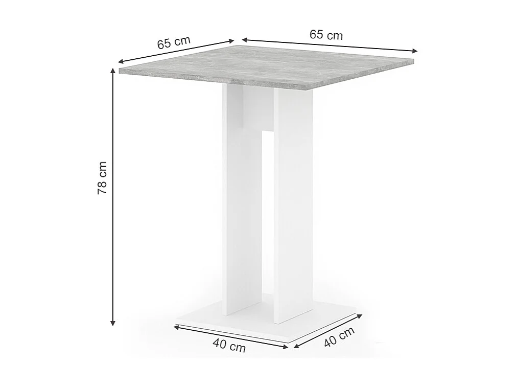 Table de salle à manger béton 65x65x78 repose