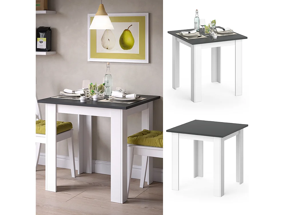 Table de salle à manger anthracite 80x80x76.6 karlos
