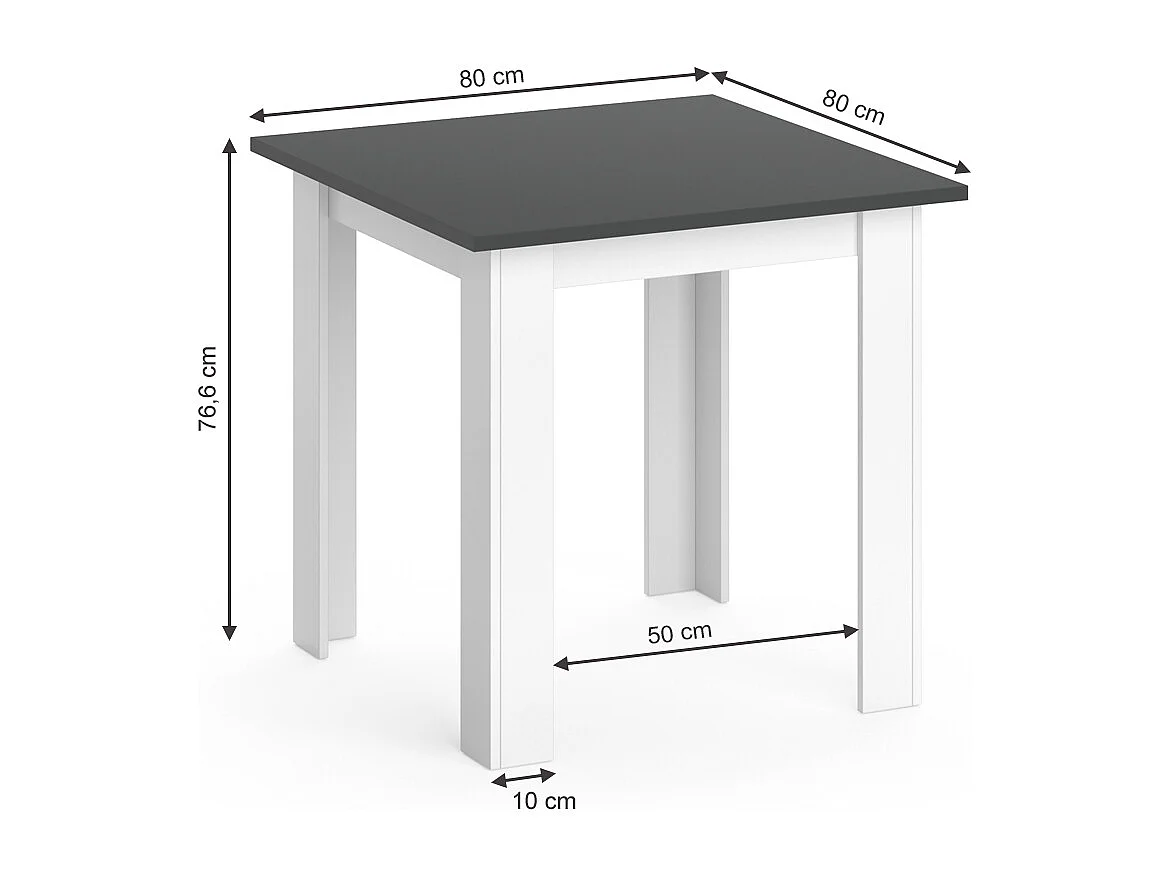 Table de salle à manger anthracite 80x80x76.6 karlos
