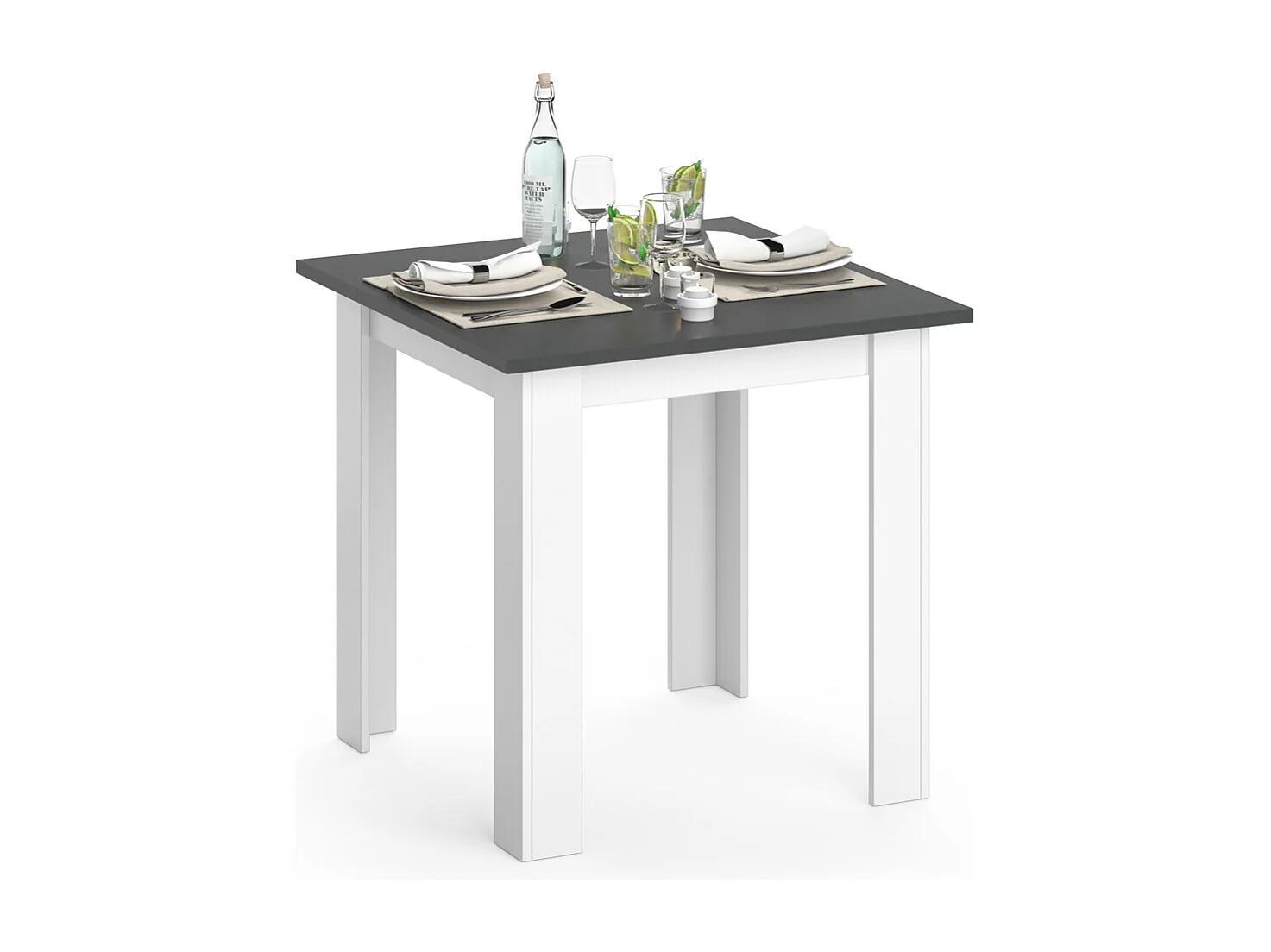 Table de salle à manger anthracite 80x80x76.6 karlos