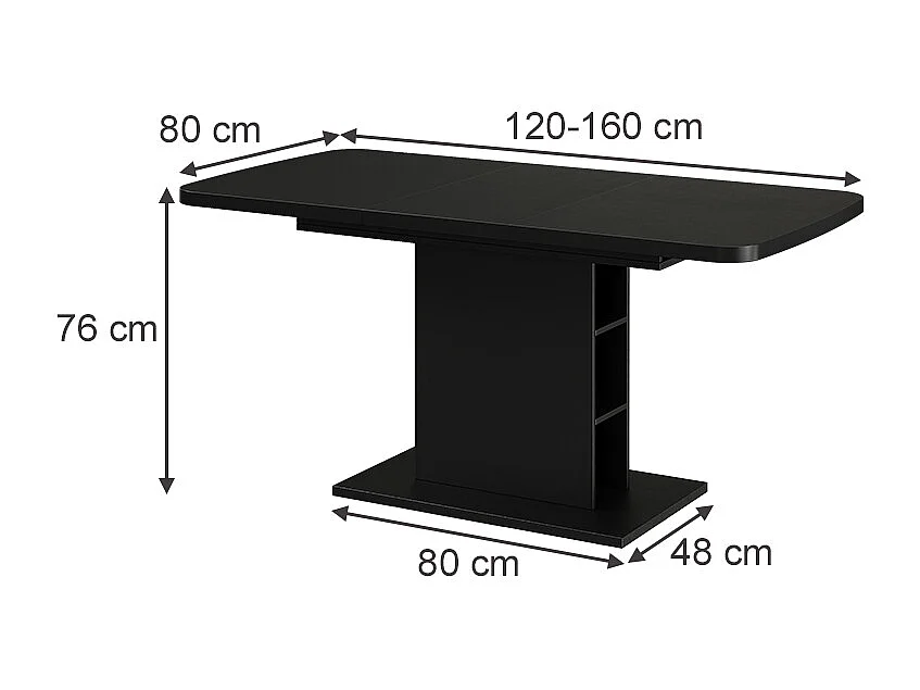 Eettafel zwart 120x80x77.3 fenaro