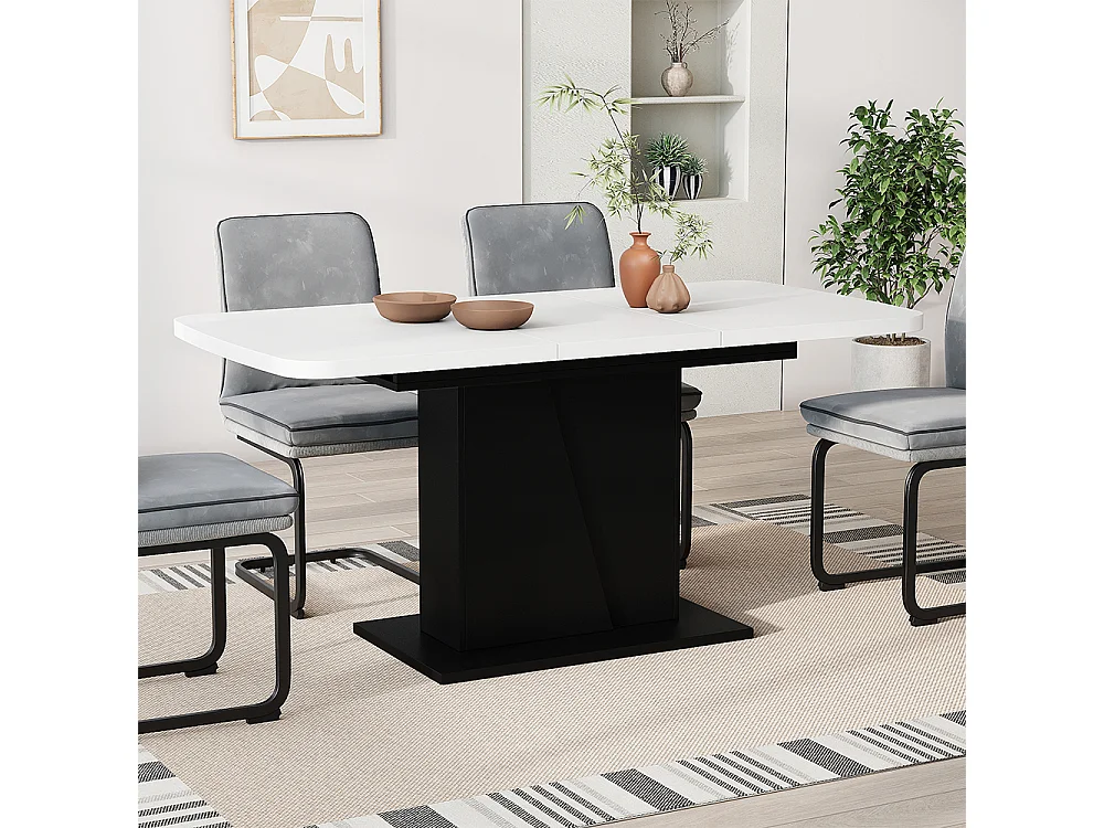 Table de salle à manger blanc/noir 120x80x77.3 fenaro