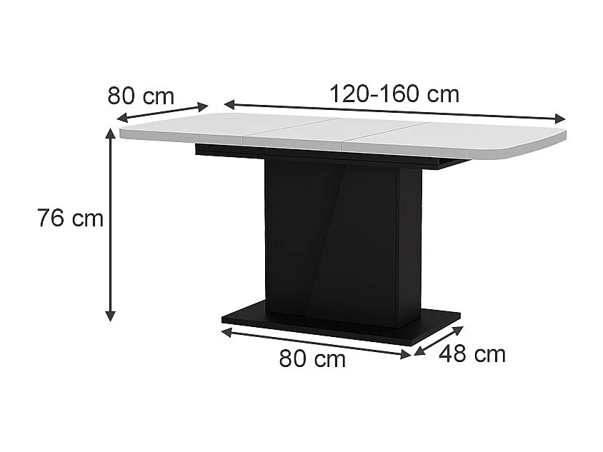 tavolo da pranzo allungabile bianco/nero 120x80x77.3 fenaro