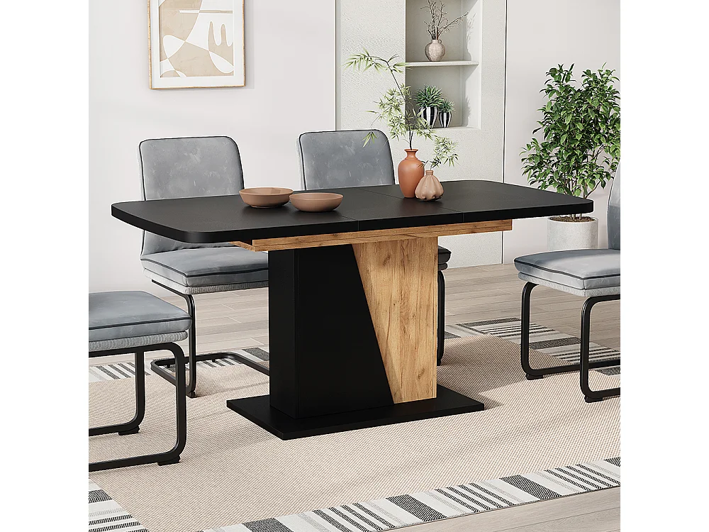 Table de salle à manger chêne noir/force de lor 120x80x77.3 fenaro