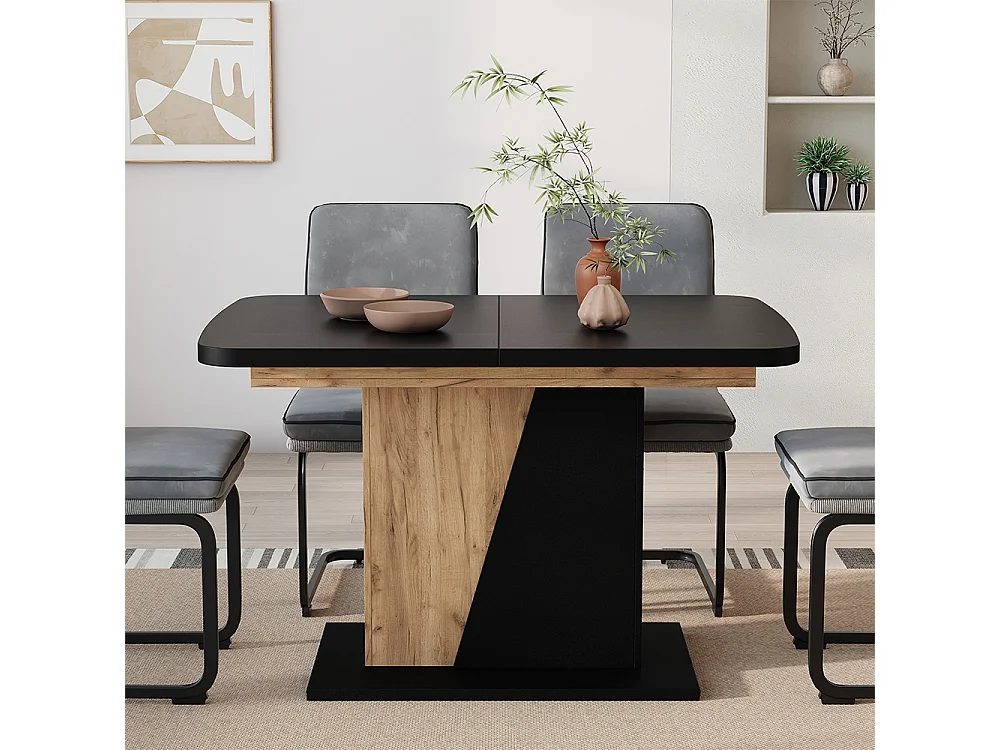 Table de salle à manger chêne noir/force de lor 120x80x77.3 fenaro