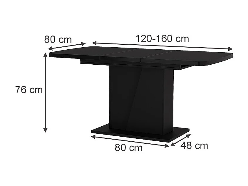 tavolo da pranzo allungabile nero 120x80x77.3 fenaro