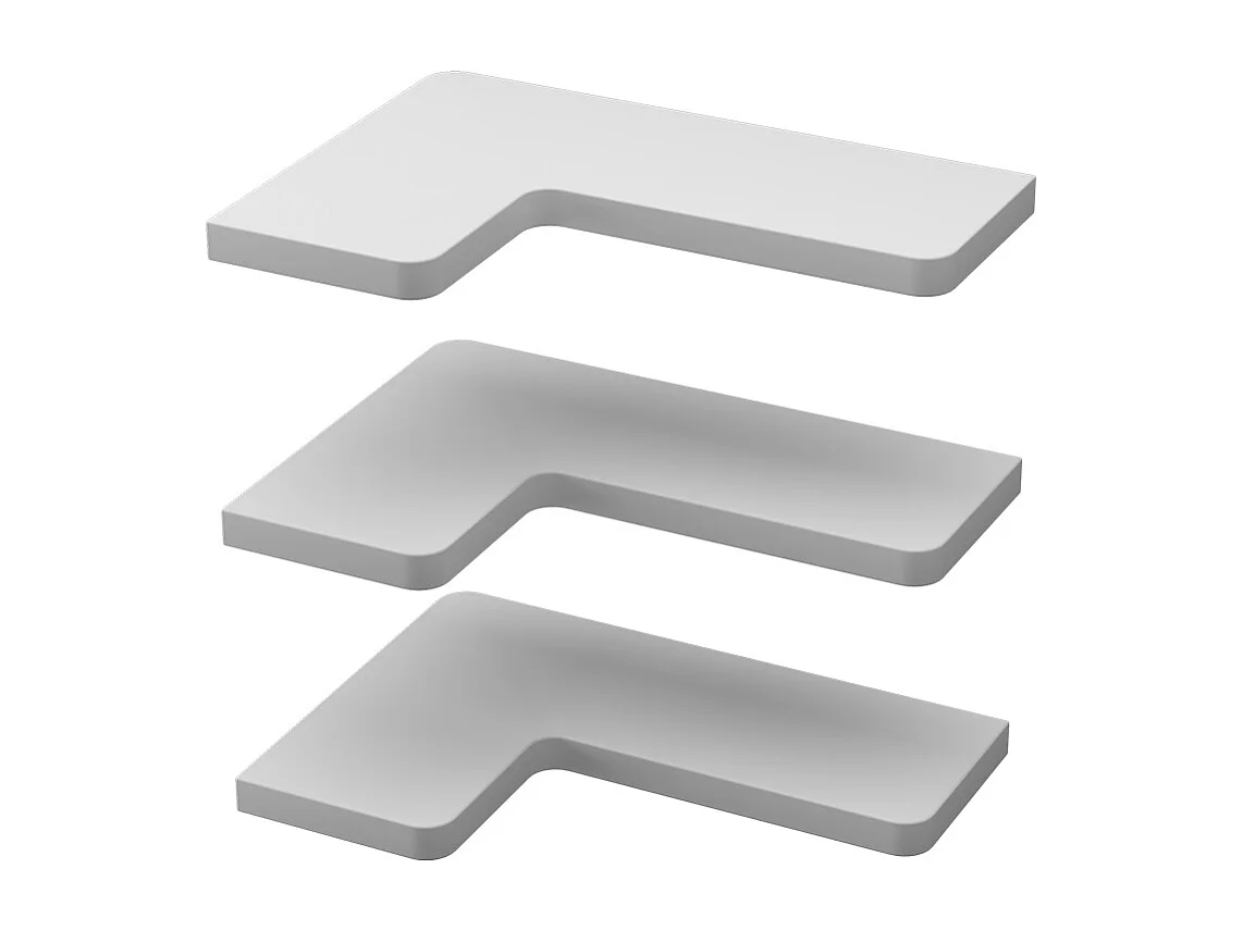 Corner shelf white 40.5x28.5x2.5 curva