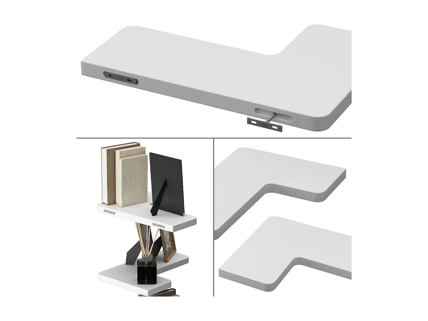 Corner shelf white 40.5x28.5x2.5 curva