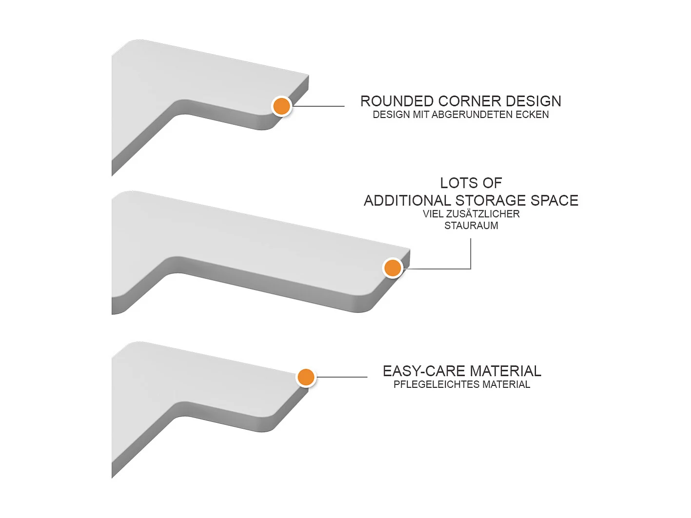 Corner shelf white 40.5x28.5x2.5 curva