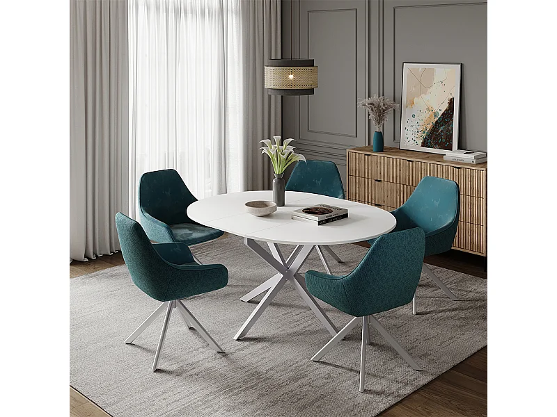 Table de salle à manger blanc/gris 120x120x76.3 loyd