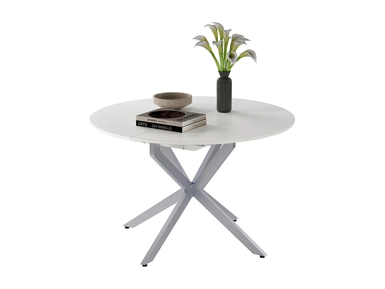 Table de salle à manger blanc/gris 120x120x76.3 loyd