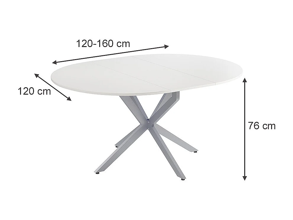 Table de salle à manger blanc/gris 120x120x76.3 loyd