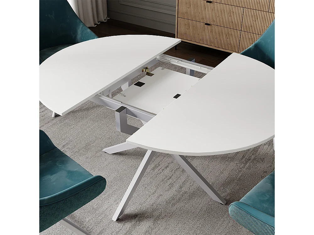 Table de salle à manger blanc/gris 120x120x76.3 loyd