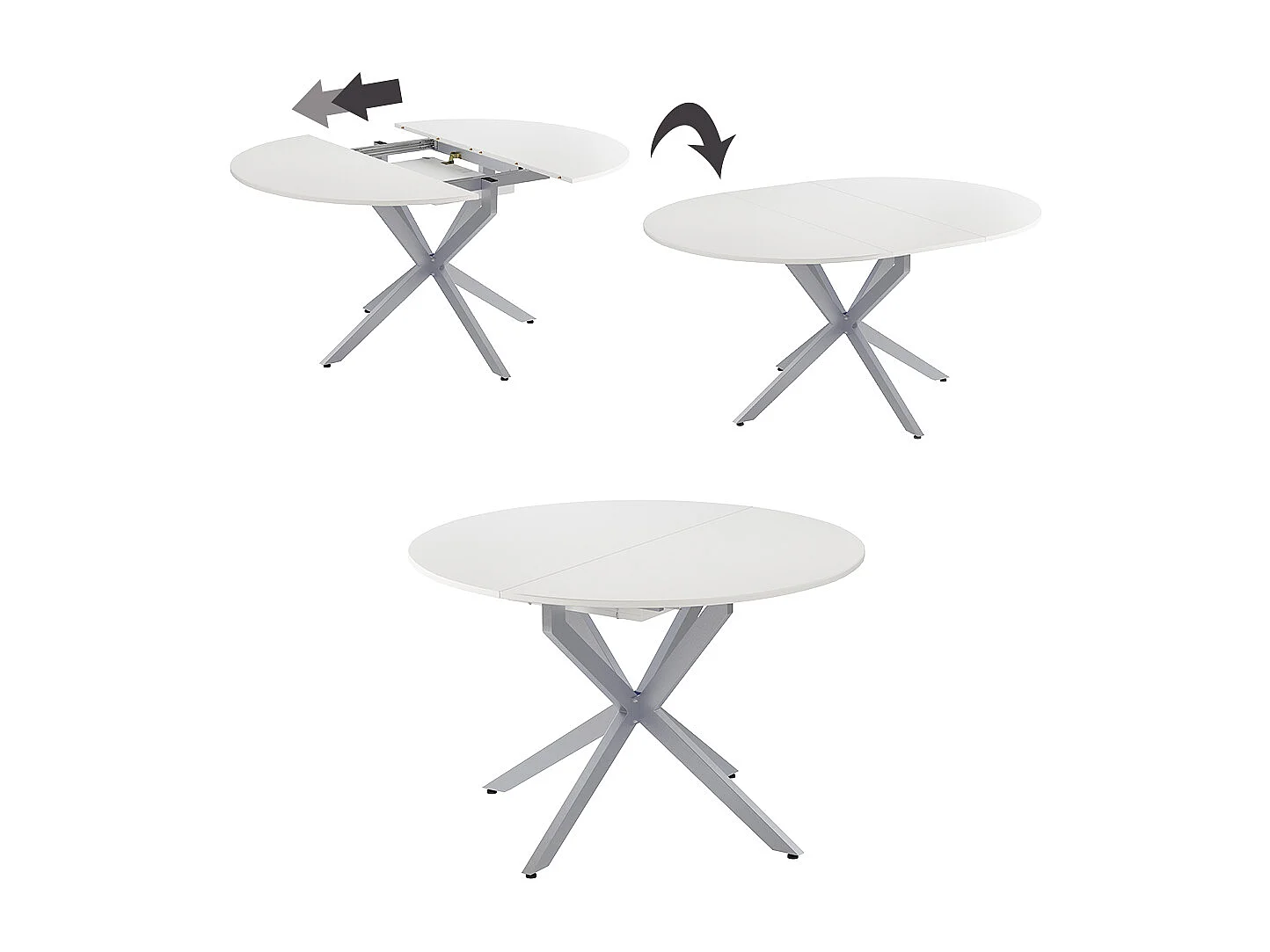 Table de salle à manger blanc/gris 120x120x76.3 loyd