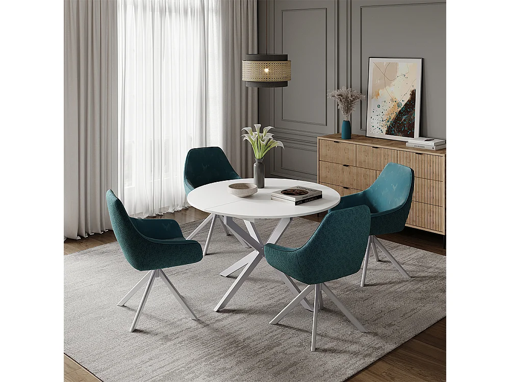 Table de salle à manger blanc/gris 120x120x76.3 loyd