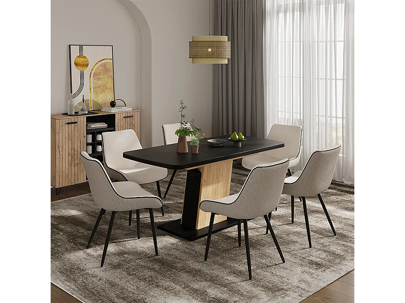 Table de salle à manger chêne noir/force de lor 120x80x77.3 fenaro