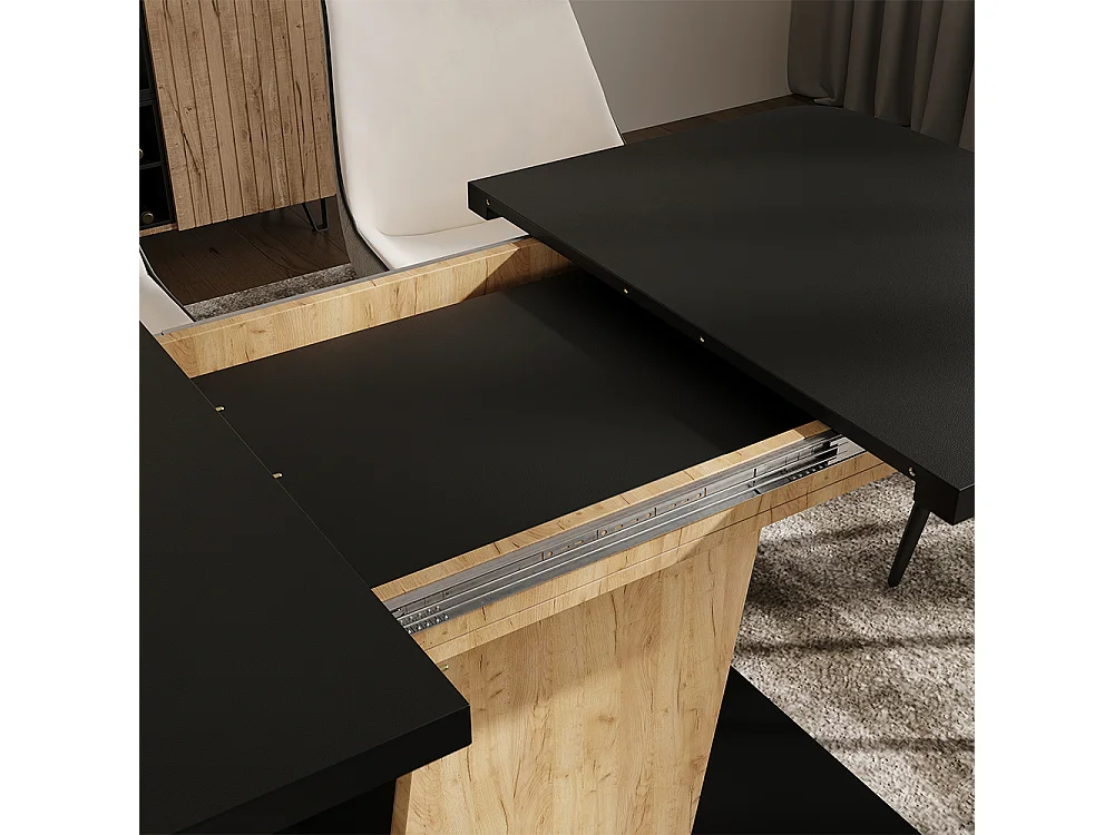 Table de salle à manger chêne noir/force de lor 120x80x77.3 fenaro