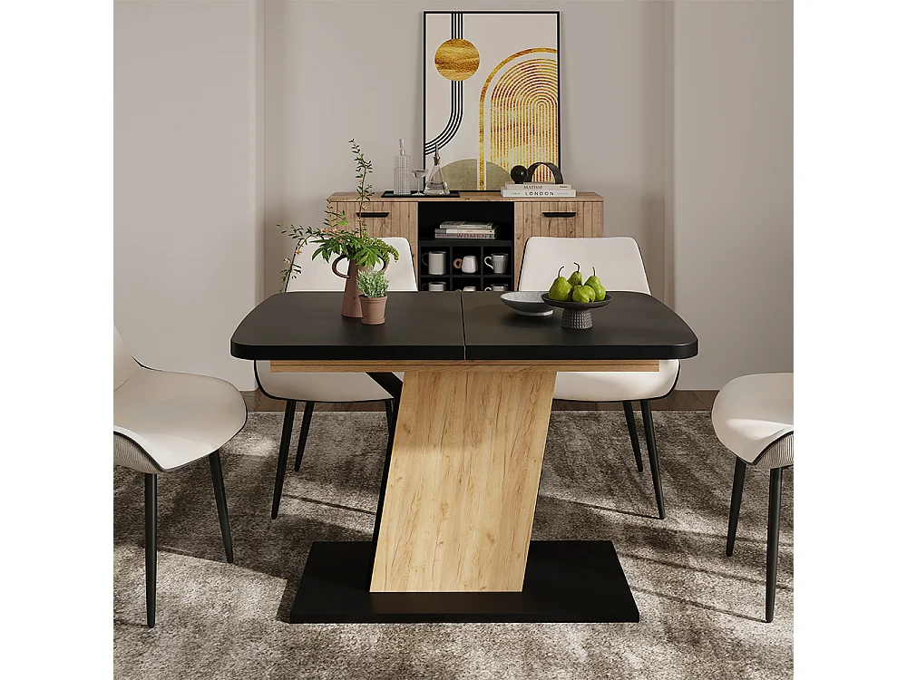 Table de salle à manger chêne noir/force de lor 120x80x77.3 fenaro