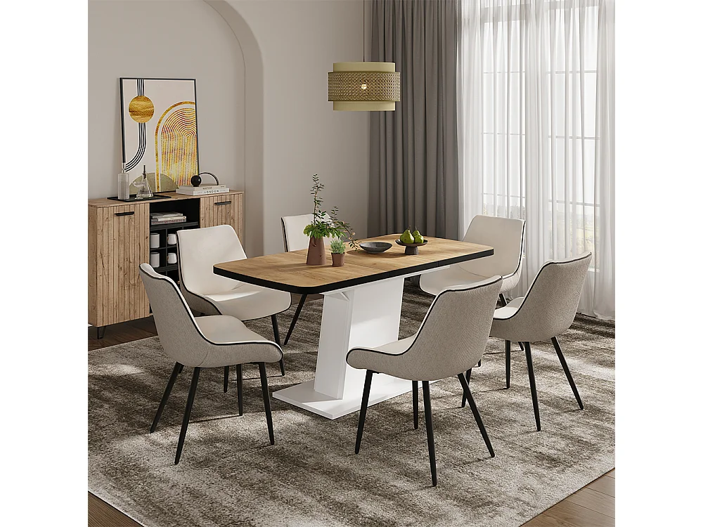 tavolo da pranzo allungabile quercia dorata/bianco 120x80x77.3 fenaro