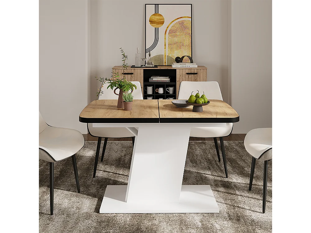 Table de salle à manger chêne doré/blanc 120x80x77.3 fenaro