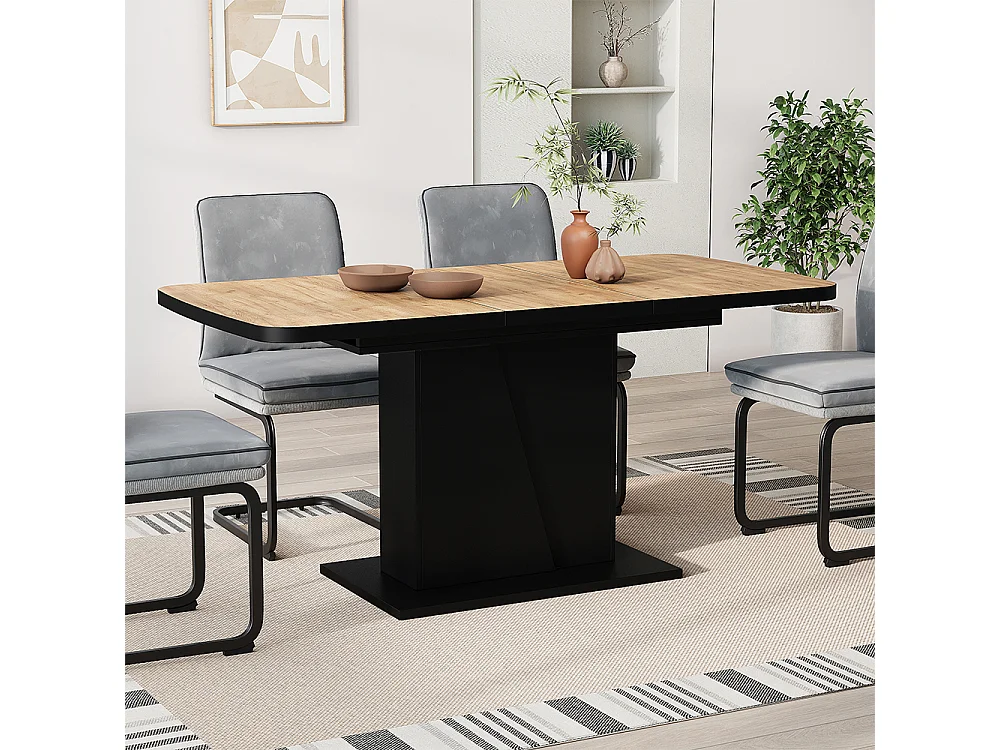 Table de salle à manger chêne doré/noir 120x80x77.3 fenaro