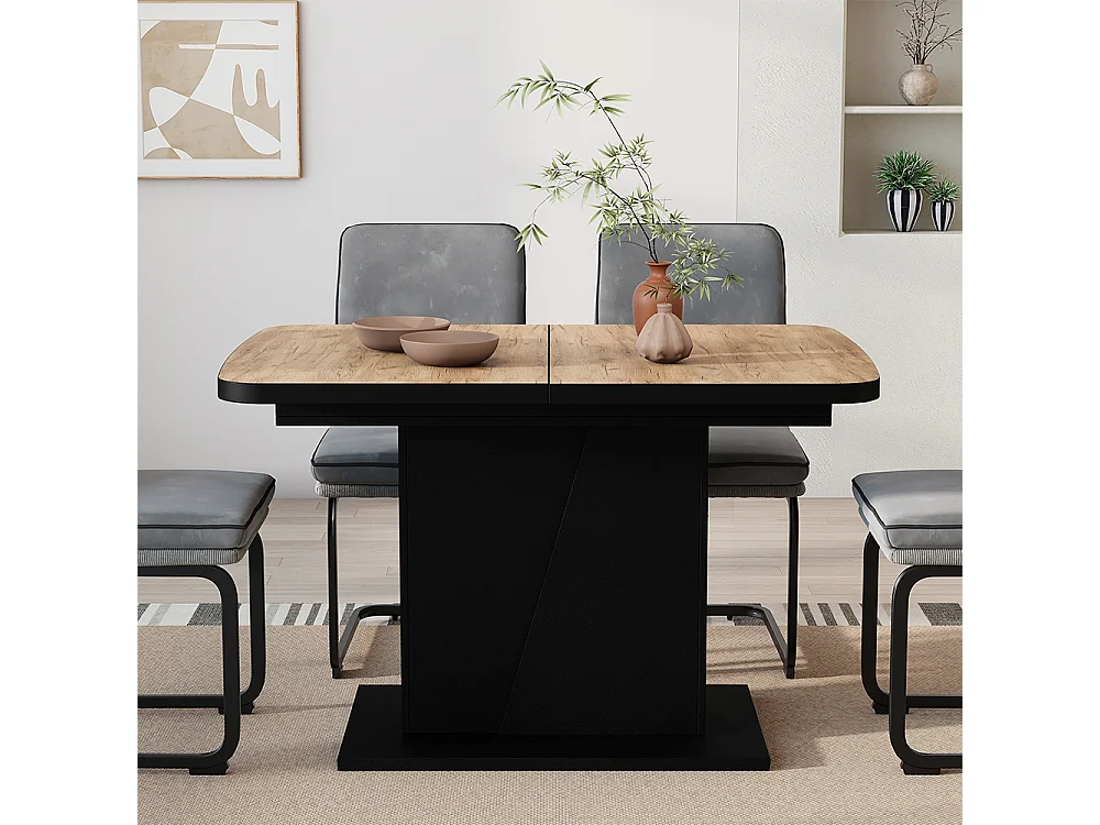 Table de salle à manger chêne doré/noir 120x80x77.3 fenaro