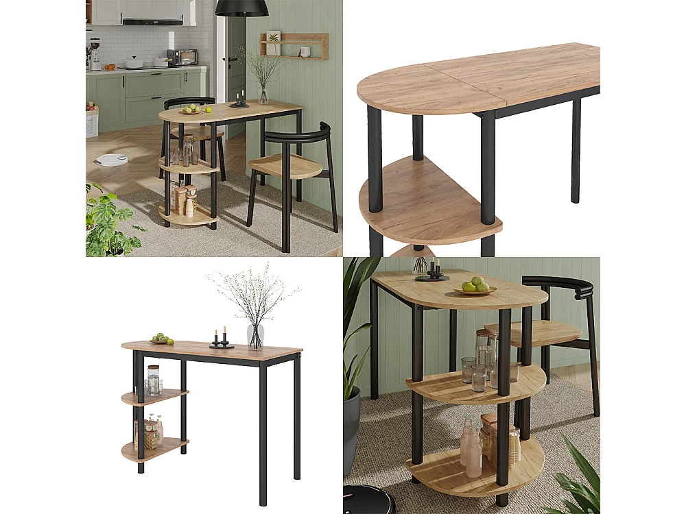 Küchentisch goldkraft eiche/schwarz 110x50x75.5 freetown