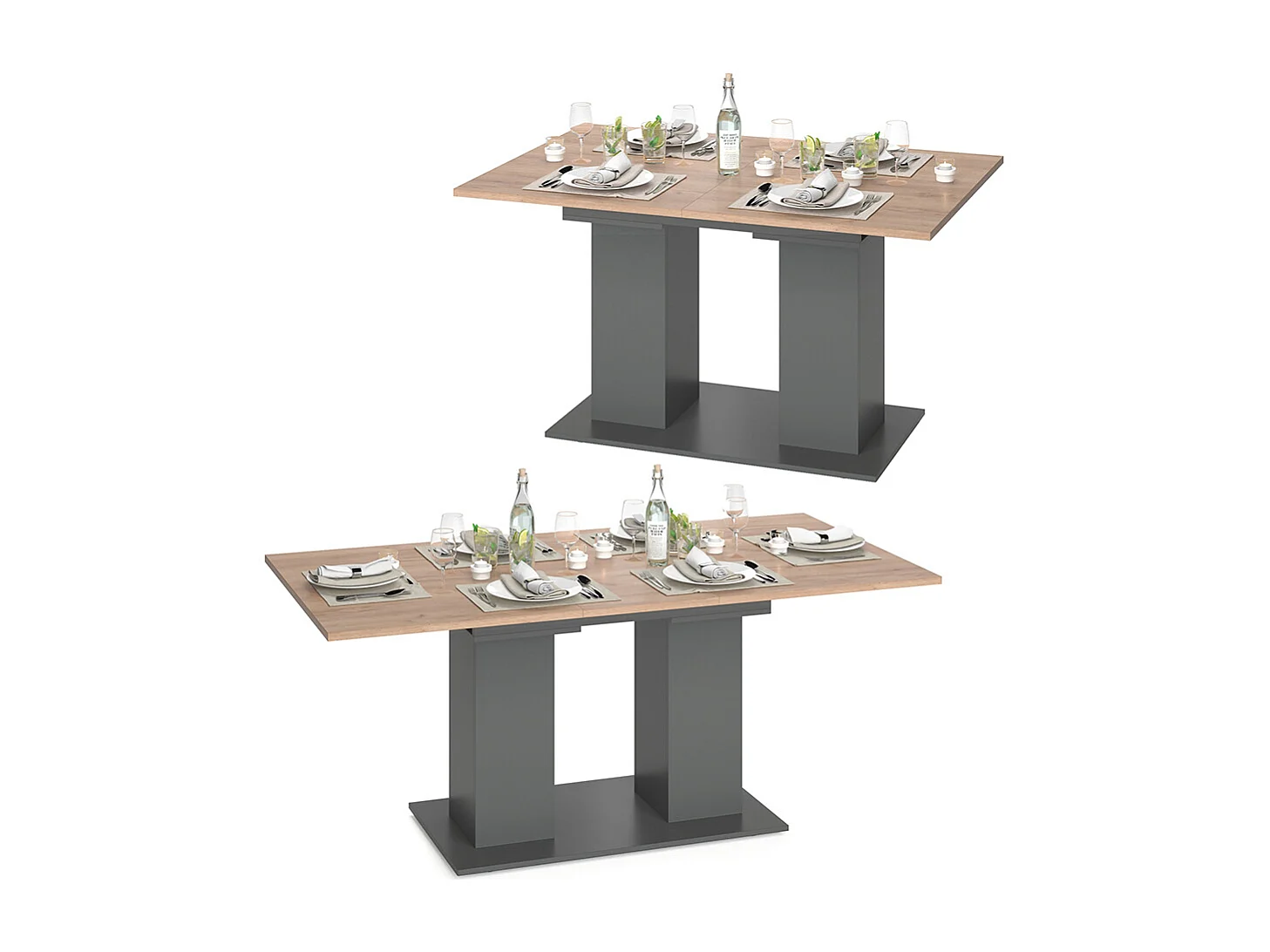 Table de salle à manger anthracite 140x90x76 dix