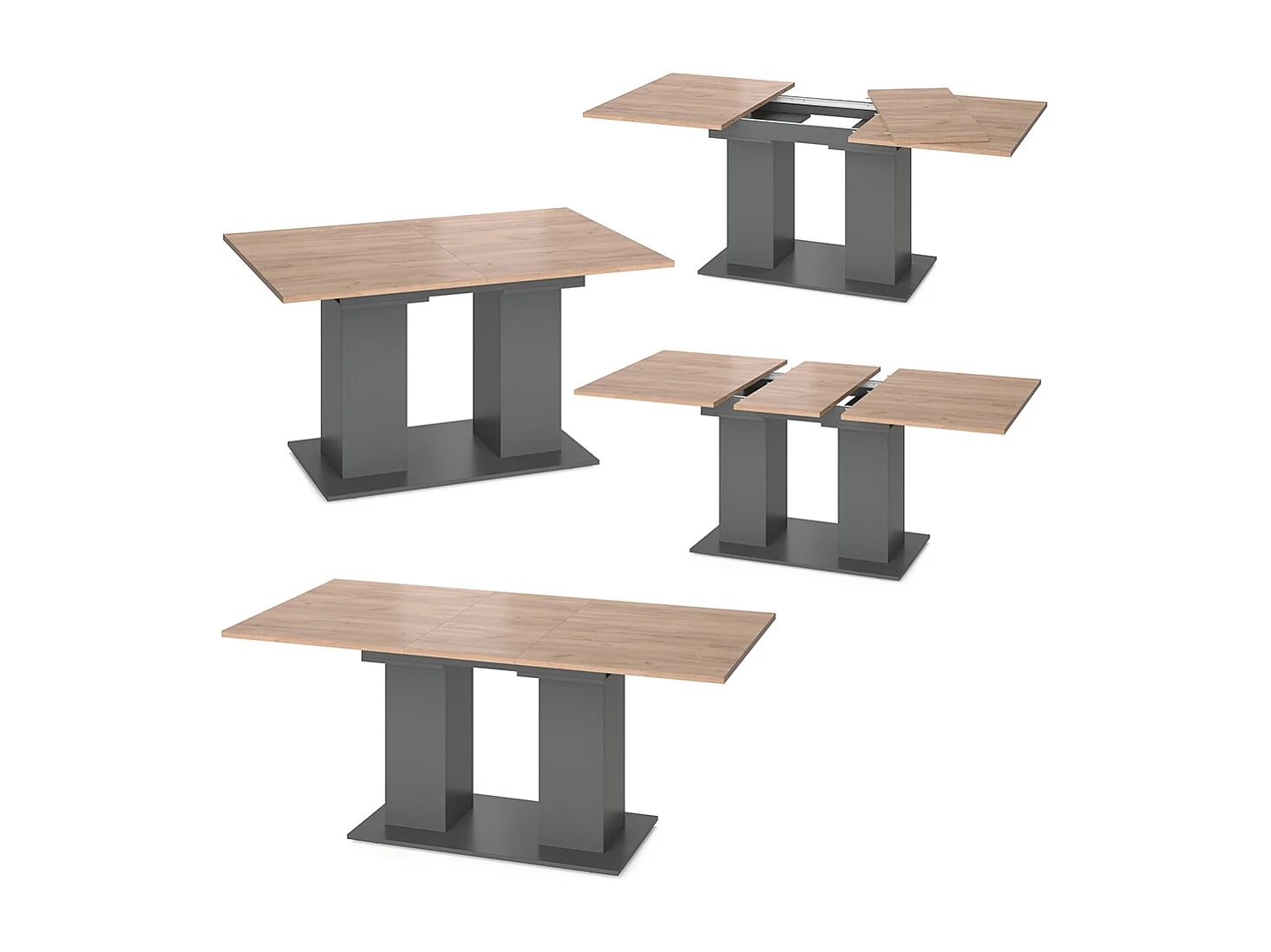 Table de salle à manger anthracite 140x90x76 dix