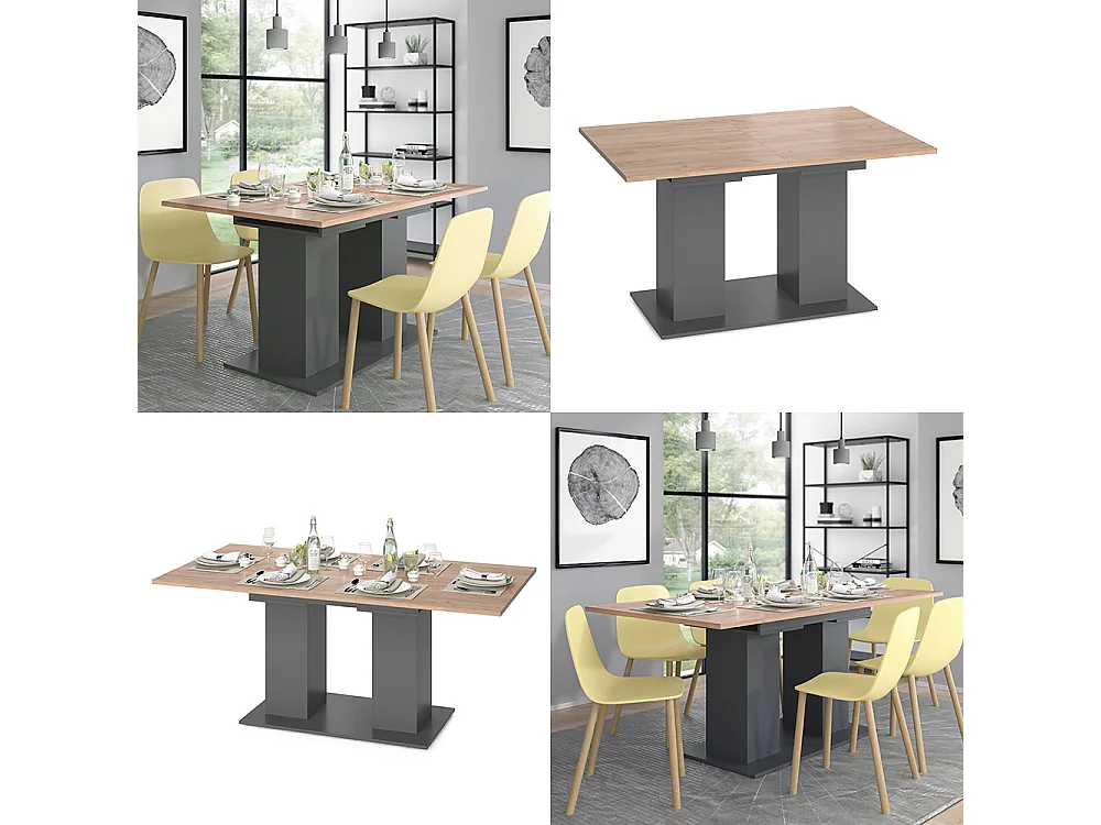 Table de salle à manger anthracite 140x90x76 dix