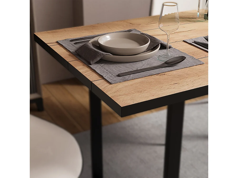 Table de salle à manger chêne noir/force de lor 140x70x77 livorno