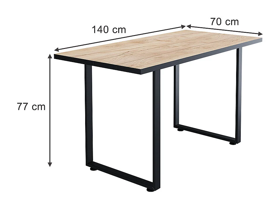 Spisebord sort/gyldent egetræ 140x70x77 livorno
