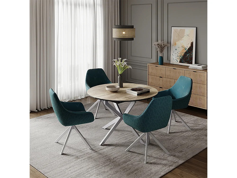 Table de salle à manger chêne rustique/gris 120x120x76.5 loyd