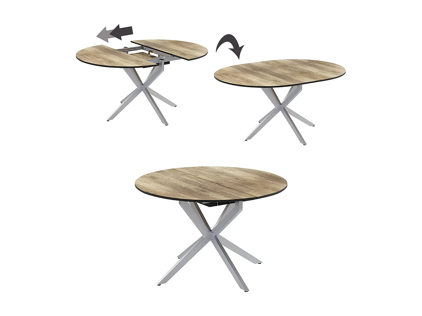 Table de salle à manger chêne rustique/gris 120x120x76.5 loyd