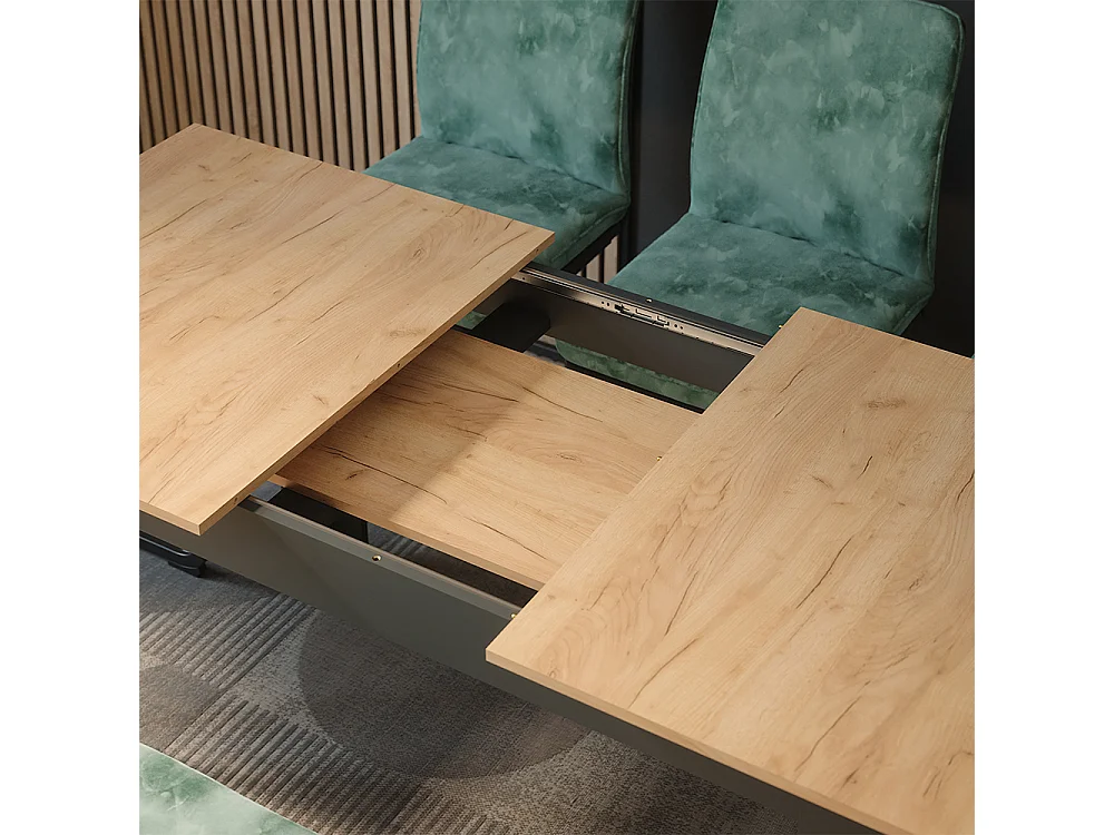 Table de salle à manger anthracite/chêne doré 180x80x76 repose